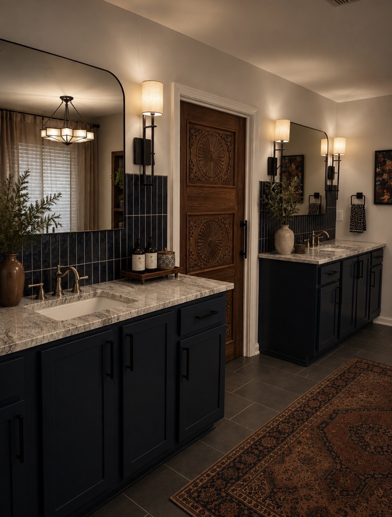 Vanity detail with arched mirrors